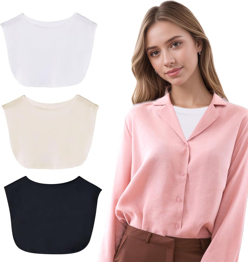 Xorim 3 PCS of Cleavage Cover up for Low Neckline, Faux Collar Women, Detachable Modesty Panel Cleavage Cover, Suitable for Women and Girls, Practical and Versatile, Free 2 Lace Styles - Image 1